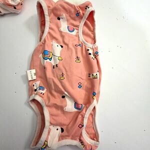 Pink Llama Print Cat/Dog Pajamas, post surgery suit, Size M, Cotton Blend.